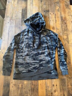 Women's Camouflage Hooded Pullover Sweatshirt - Olive Camo - over sized